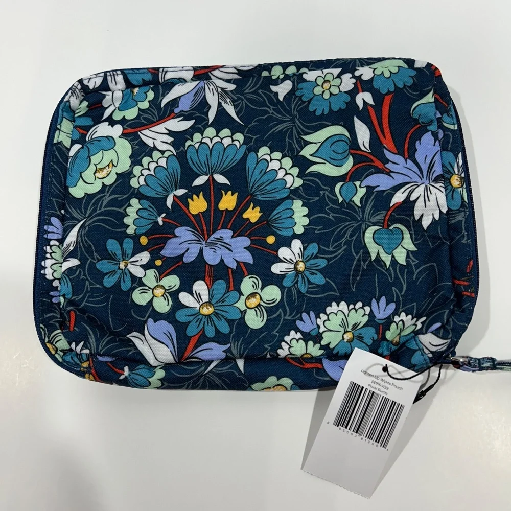 Vera Bradley Wipes Wristlet Pouch-Bag FLORAL BURST Blue Navy Diaper-Changing NEW
